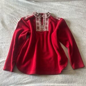 ll bean red nordic zip-up fleece shirt